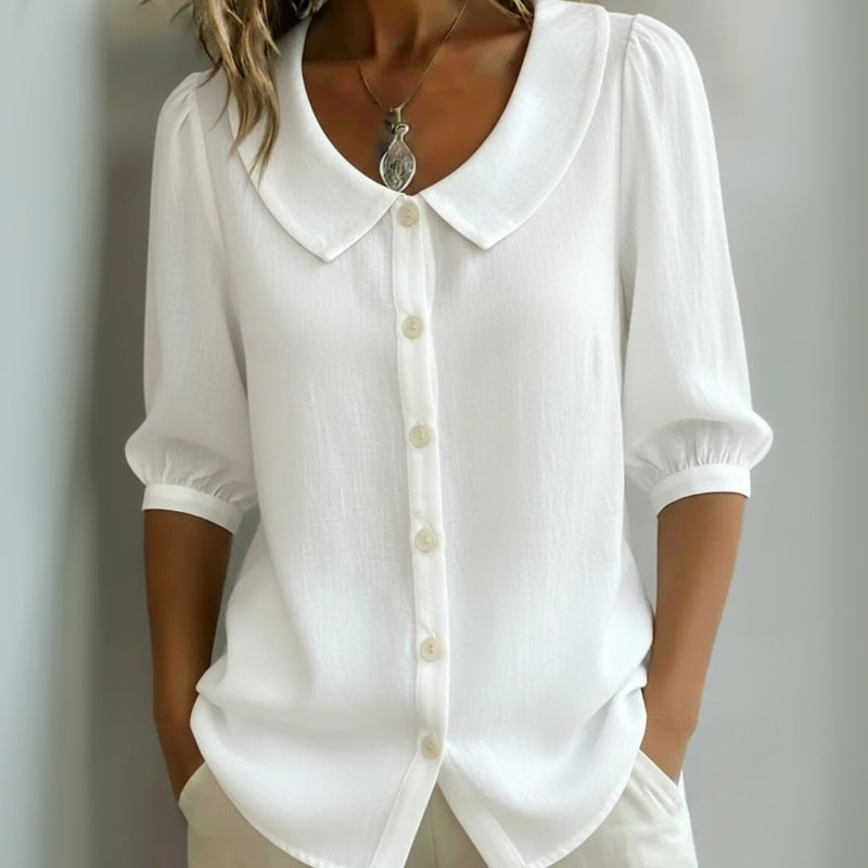 Ottavia | Blusa Casual Tinta Unita con Collo Arrotondato