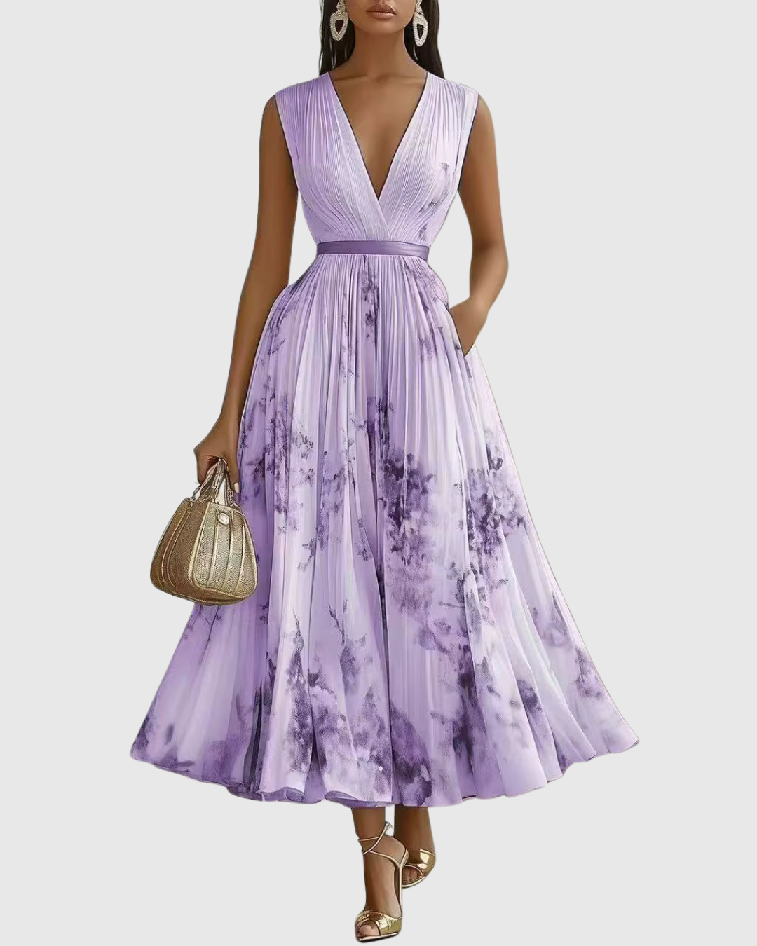 Donatella | Abito Maxi Elegante Plissettato