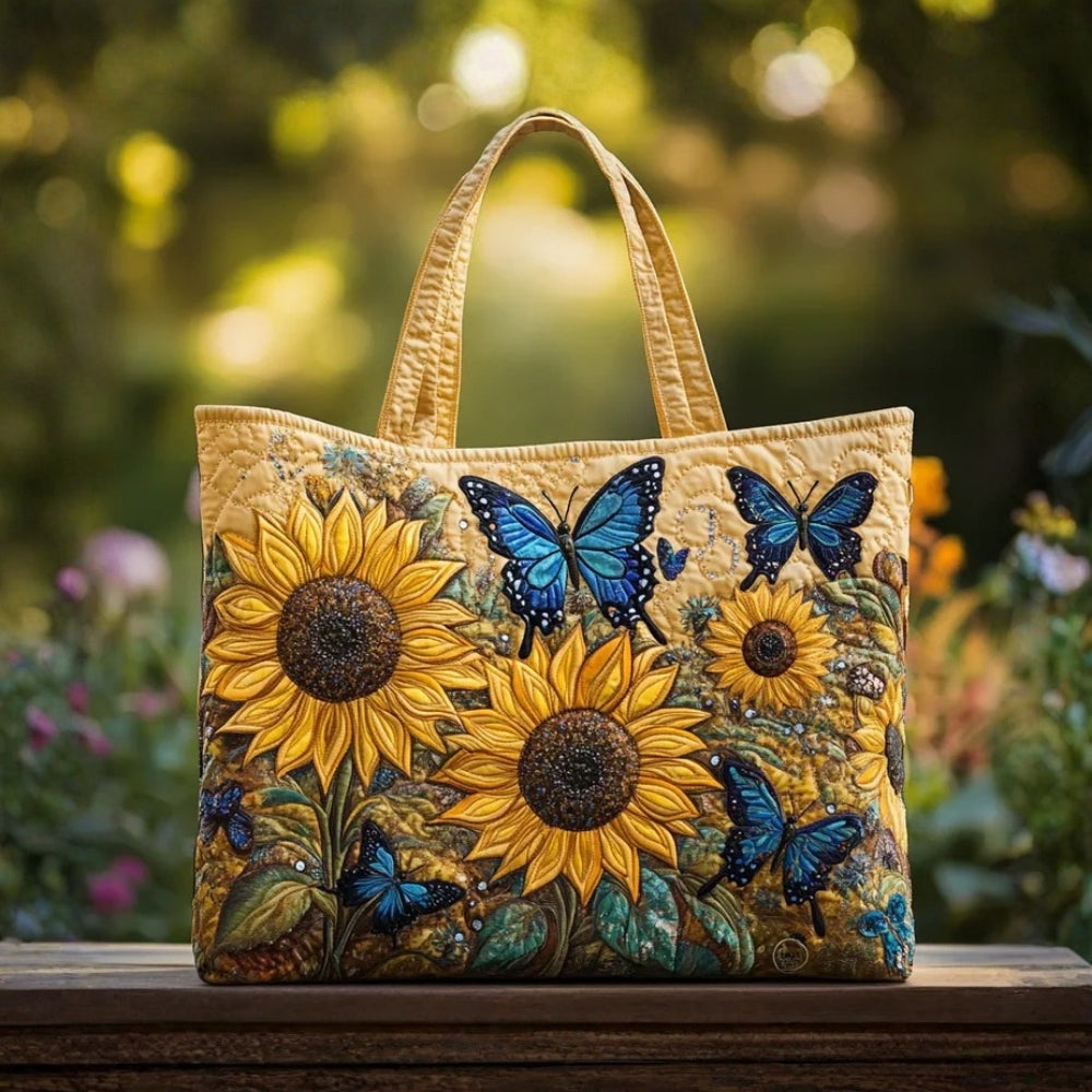 Paola | Borsa Artigianale Girasoli e Farfalle Blu