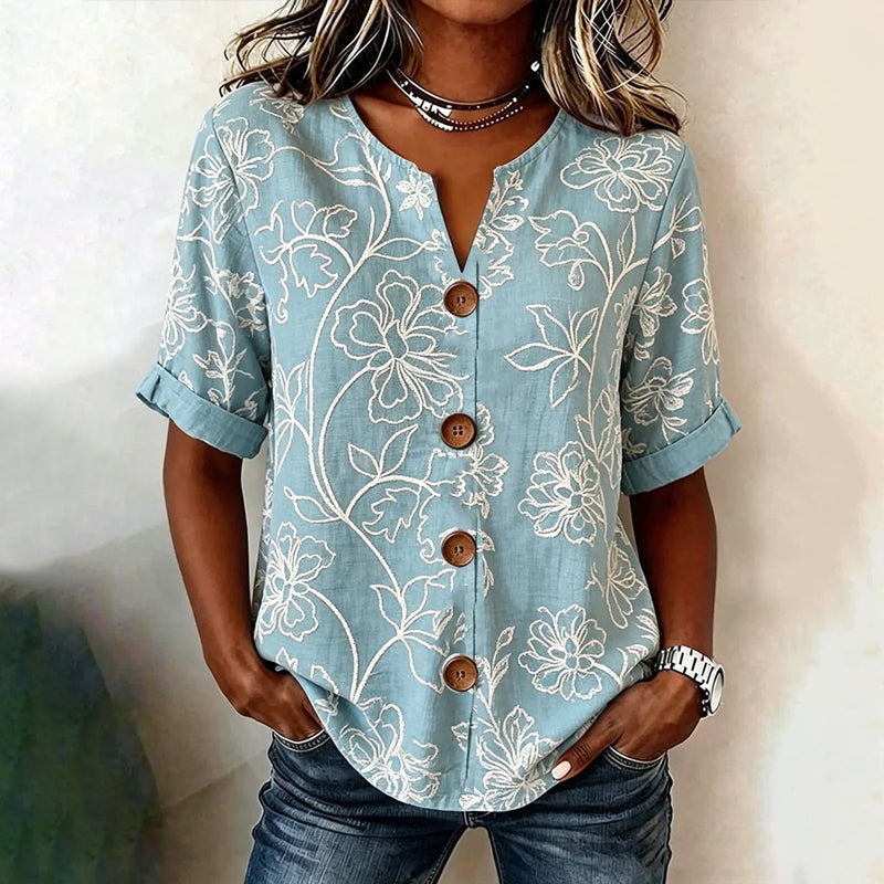Chiara | Blusa Vintage con Fantasia Floreale