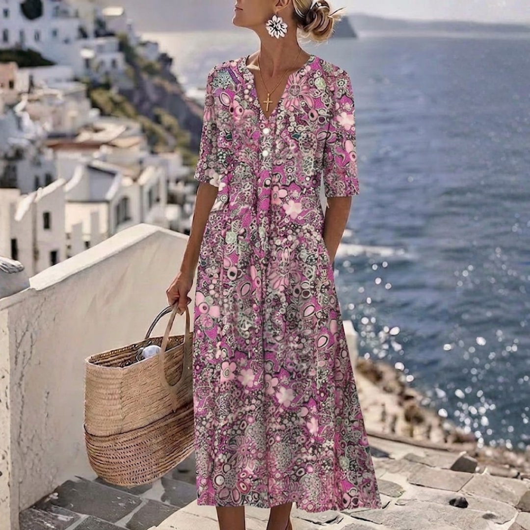 Lavinia | Elegante Abito Estivo Midi che Valorizza la Silhouette