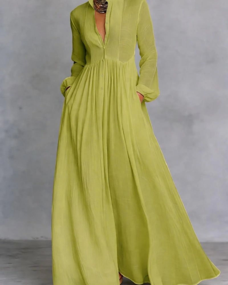 Vittoria | Abito Maxi Floreale con Scollo a V e Cintura