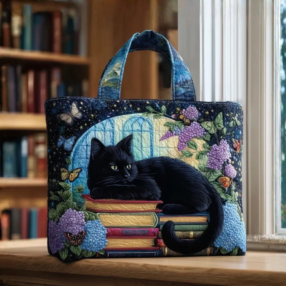 Rosa | Borsa Artigianale Gatto Nero sui Libri