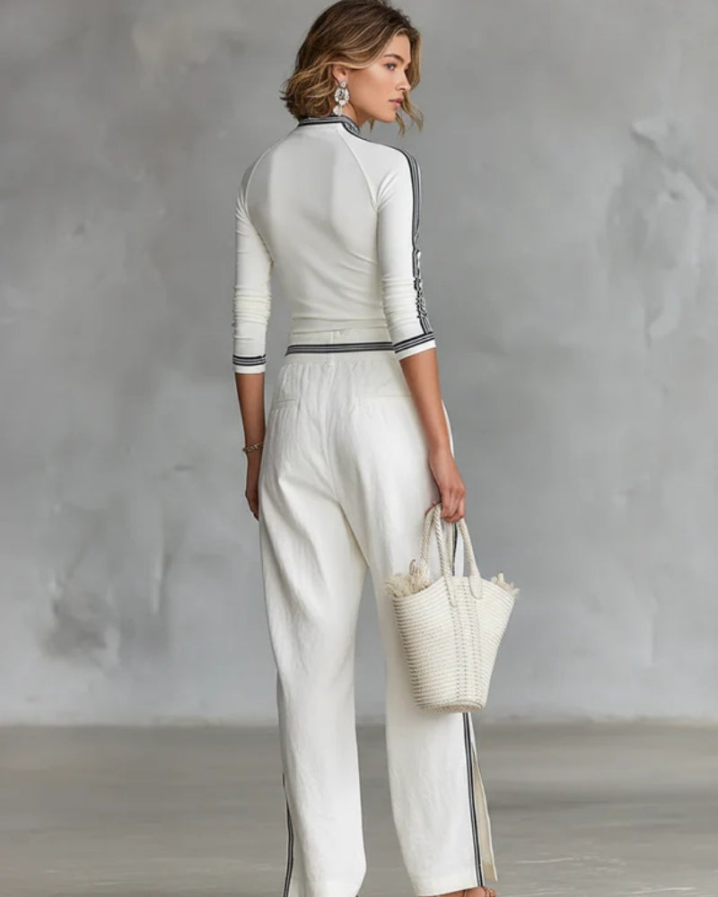 Arianna | Completo Due Pezzi Sportivo con Top a Collo Alto e Pantaloni con Coulisse