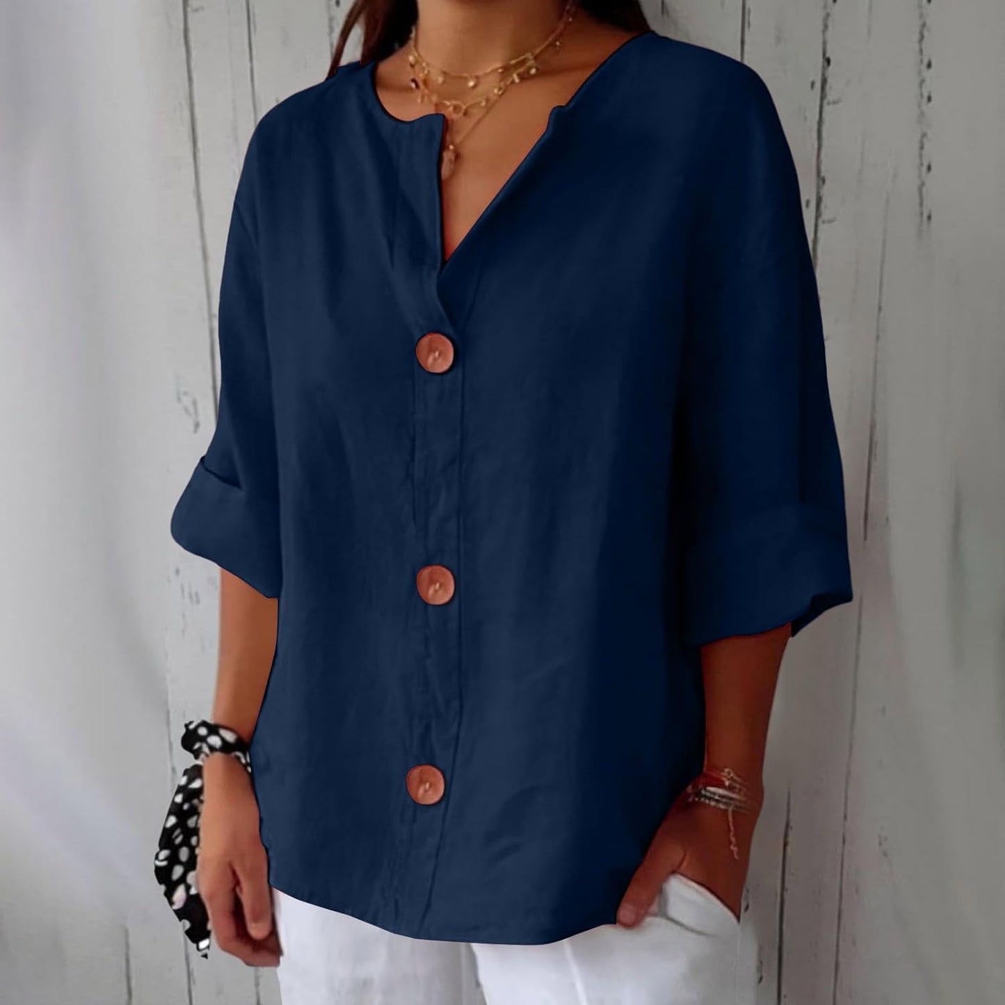 Carlotta | Blusa Elegante dal Taglio Ampio - Blu Scuro