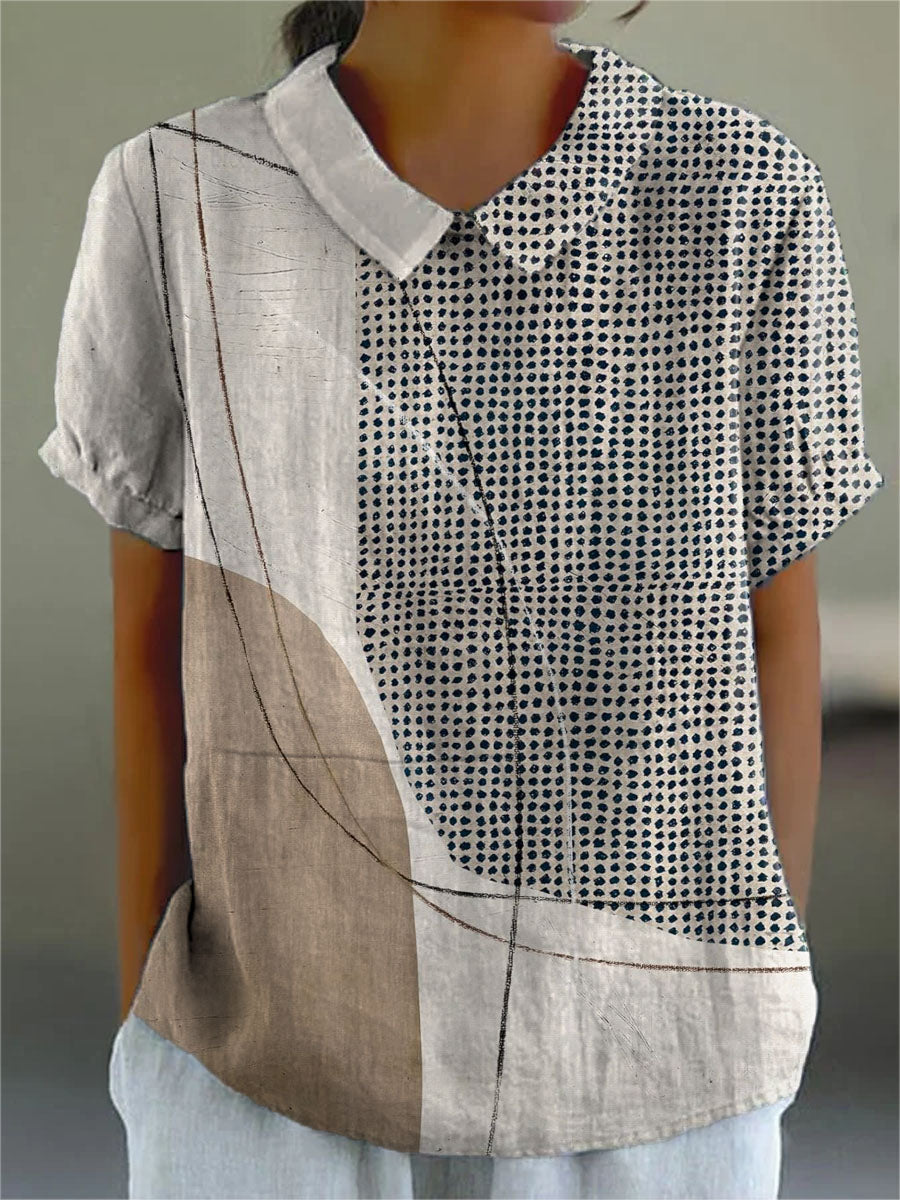 Bianca | Camicia con Motivo Astratto a Pois e Linee