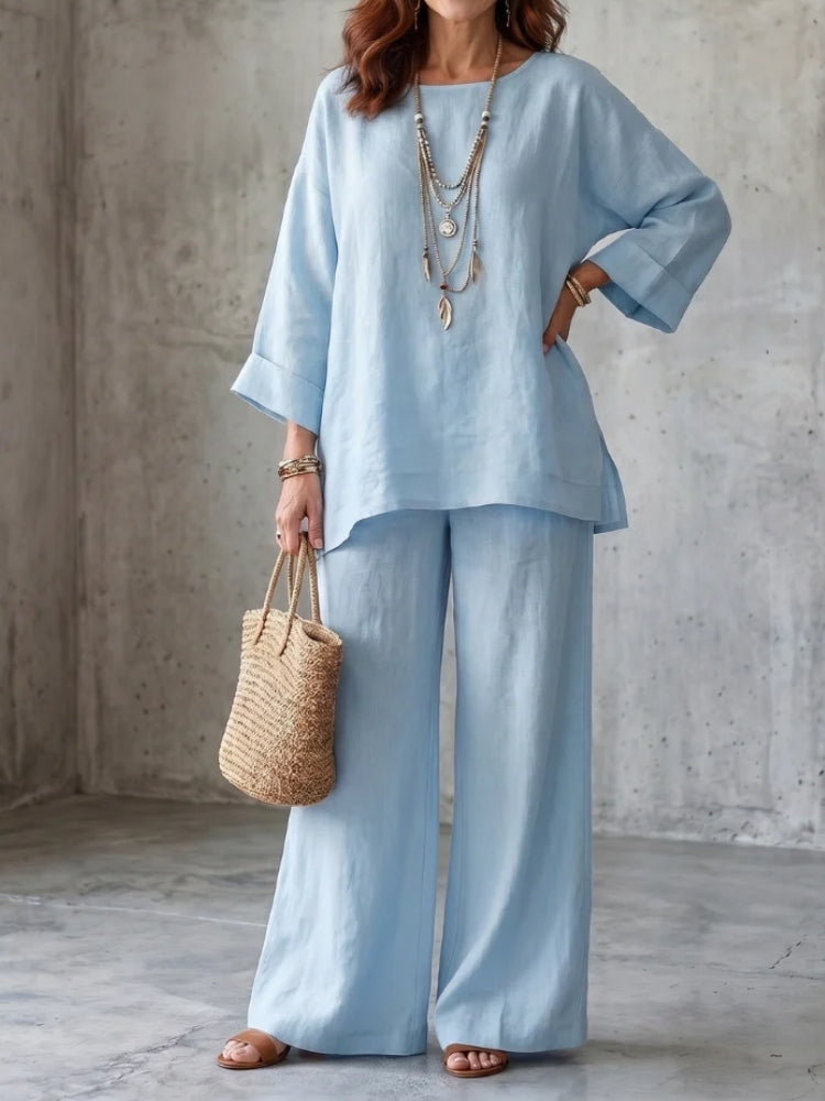 Romina | Tunica Oversize con Pantaloni a Gamba Larga