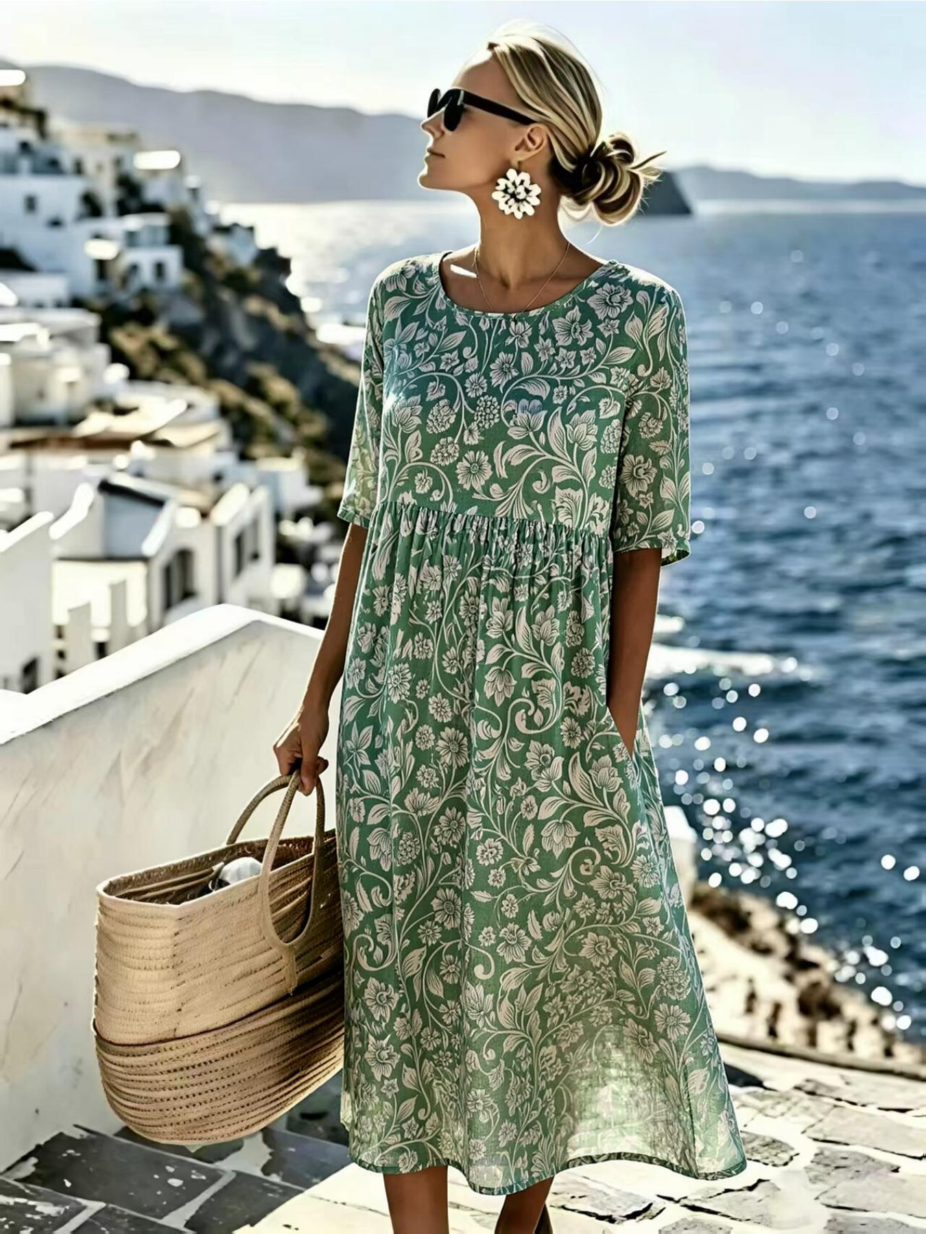 Gaia | Elegante Abito Midi Floreale Estivo