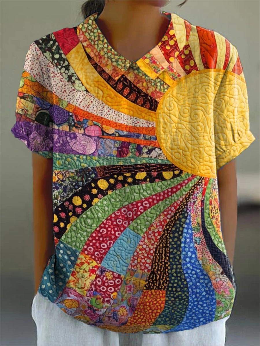 Irene | Camicia con Motivo Patchwork Sole