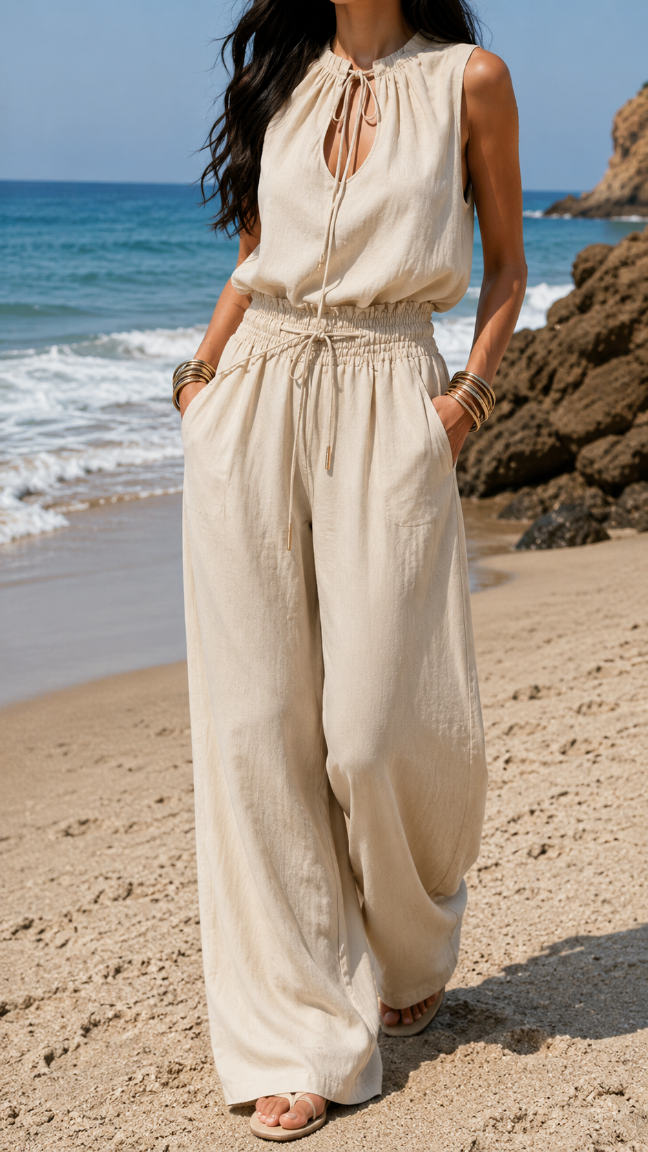 Querida | Tuta Boho Sable Blanc