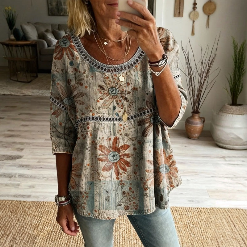 Fiorella | Blusa Vintage con Fantasia Floreale