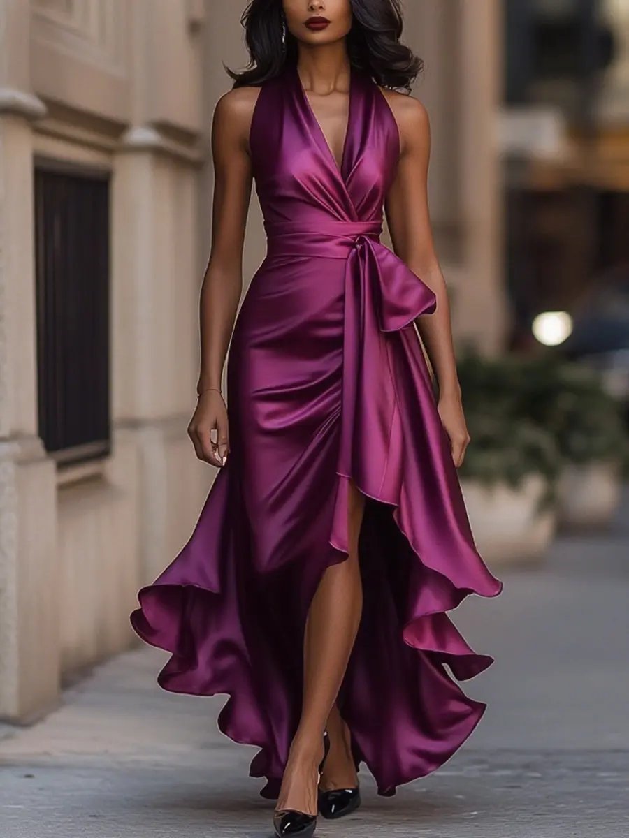 Arianna | Abito Maxi Fluido con Bottoni