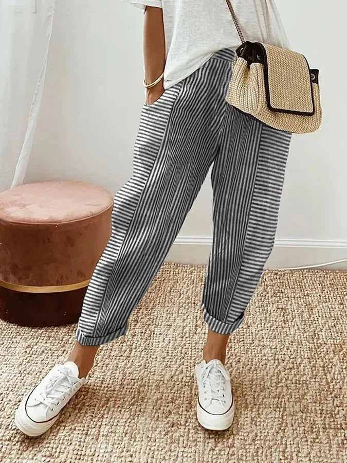 Maria | Pantaloni a Righe Eleganti