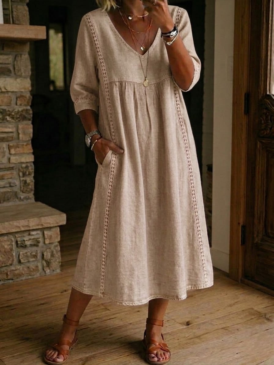Tatiana | Abito Casual Ampio con Pizzo Patchwork
