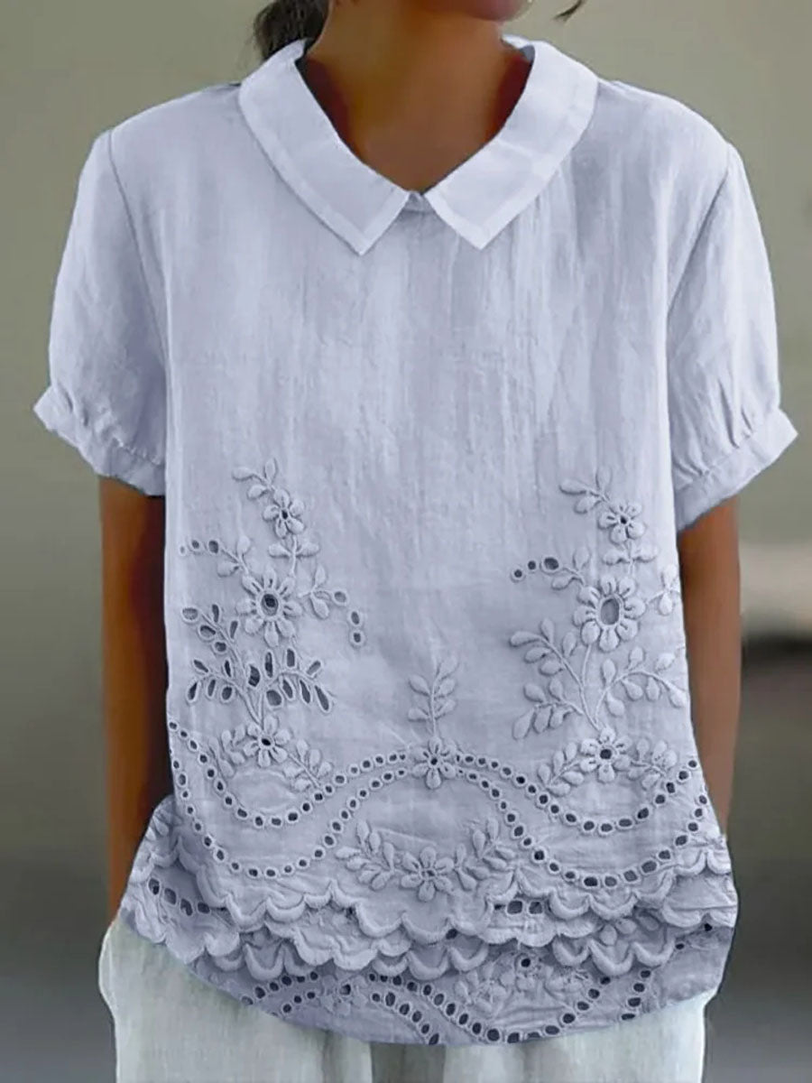 Matilde | Camicia con Motivo Floreale Ricamato