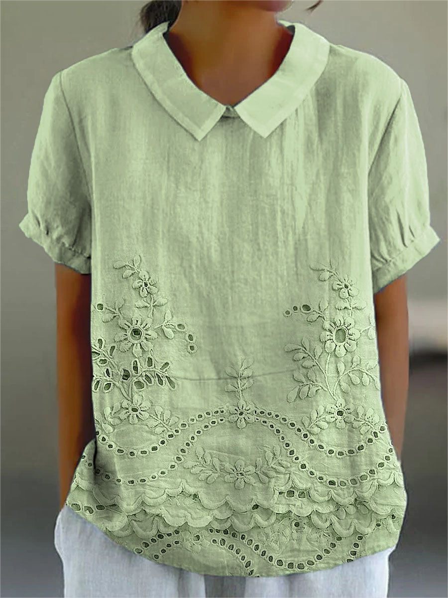 Matilde | Camicia con Motivo Floreale Ricamato