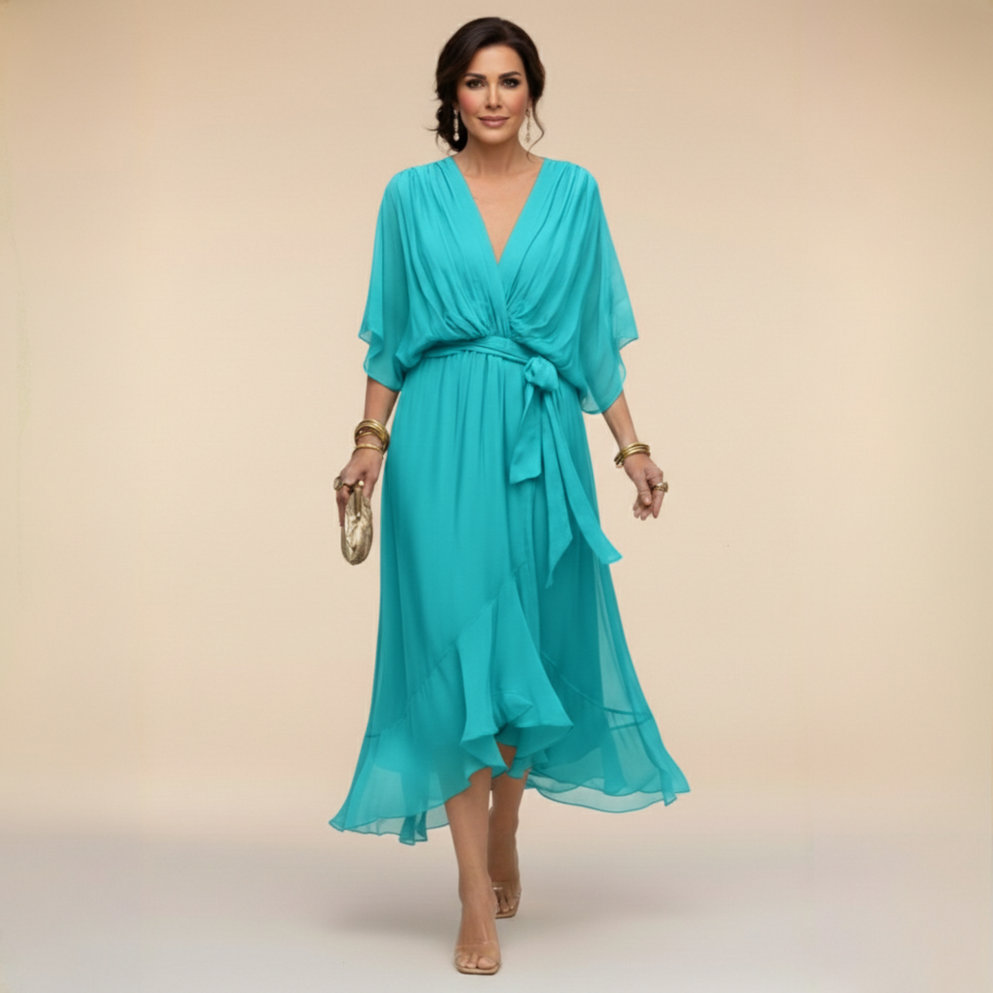 Carmela | Abito Midi Elegante con Scollo a V