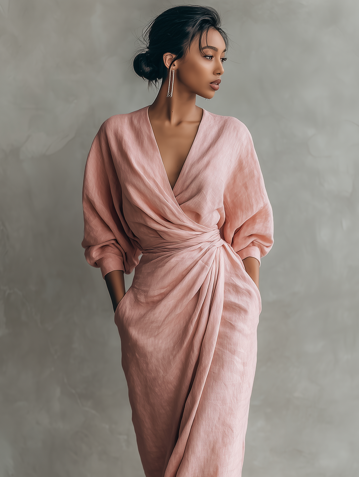 Cristina | Abito Maxi Minimalista con Scollo a V