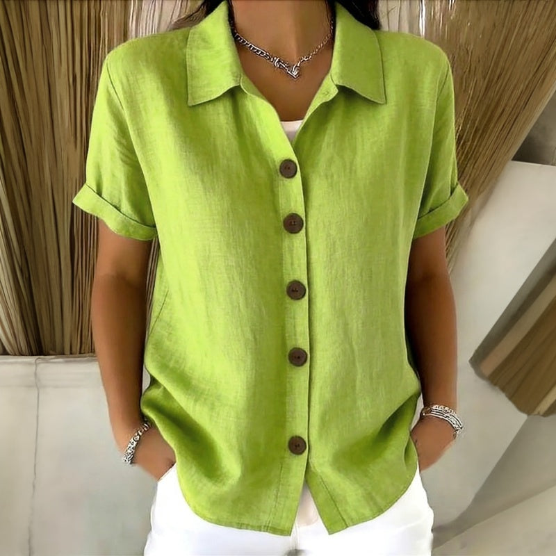 Katia | Blusa Casual Tinta Unita con Collo a Scialle