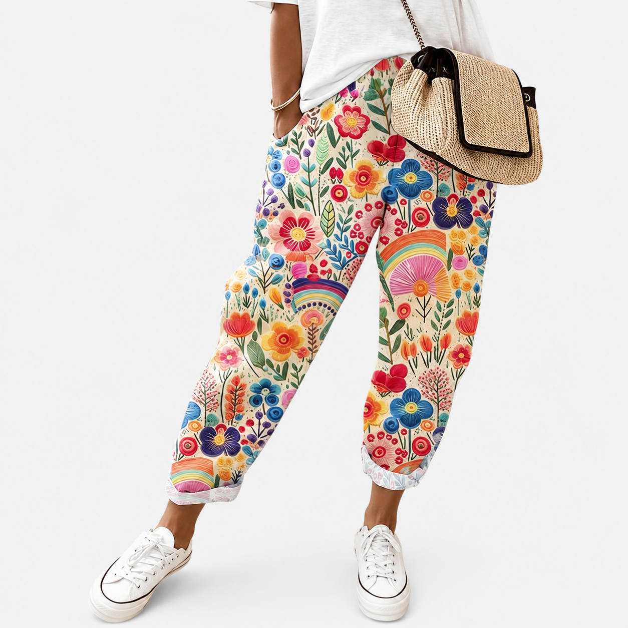 Priscilla | Pantaloni Comfort Giardino Arcobaleno