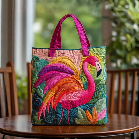 Caterina | Borsa Tote Trapuntata Fenicottero Arcobaleno