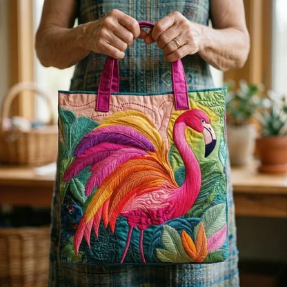 Caterina | Borsa Tote Trapuntata Fenicottero Arcobaleno