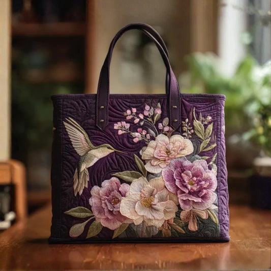 Francesca | Borsa Artigianale Trapuntata Colibrì e Orchidee