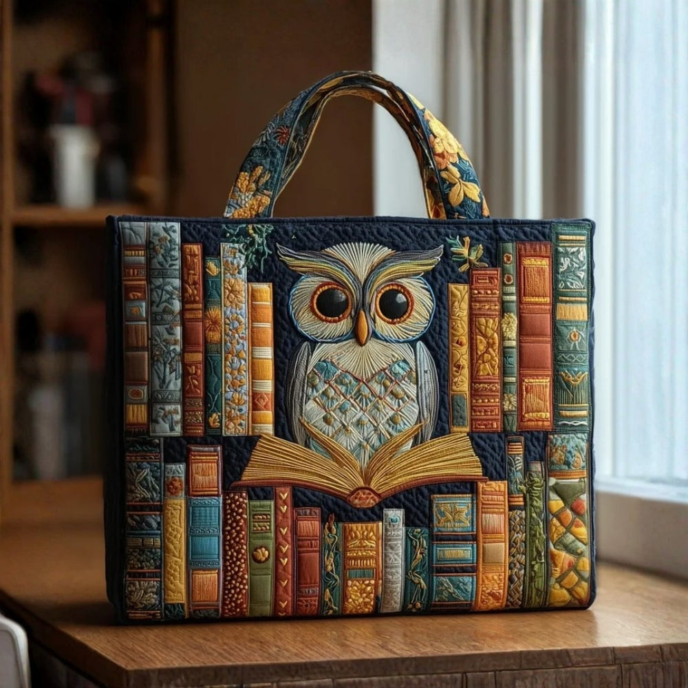 Carla | Borsa Tote Artigianale Gufo e Libri Vintage