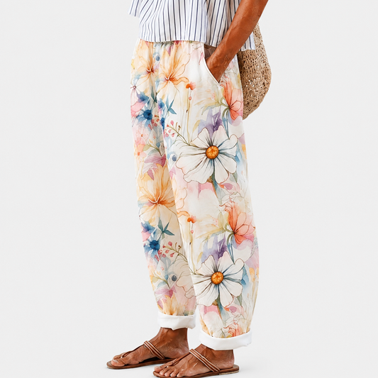Beatrice | Pantaloni Comfort Fiori Pastello