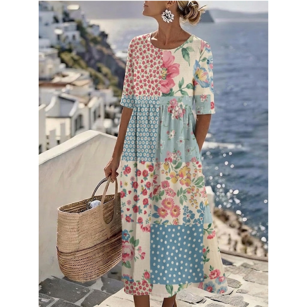 Angela | Elegante Abito Midi Floreale Estivo