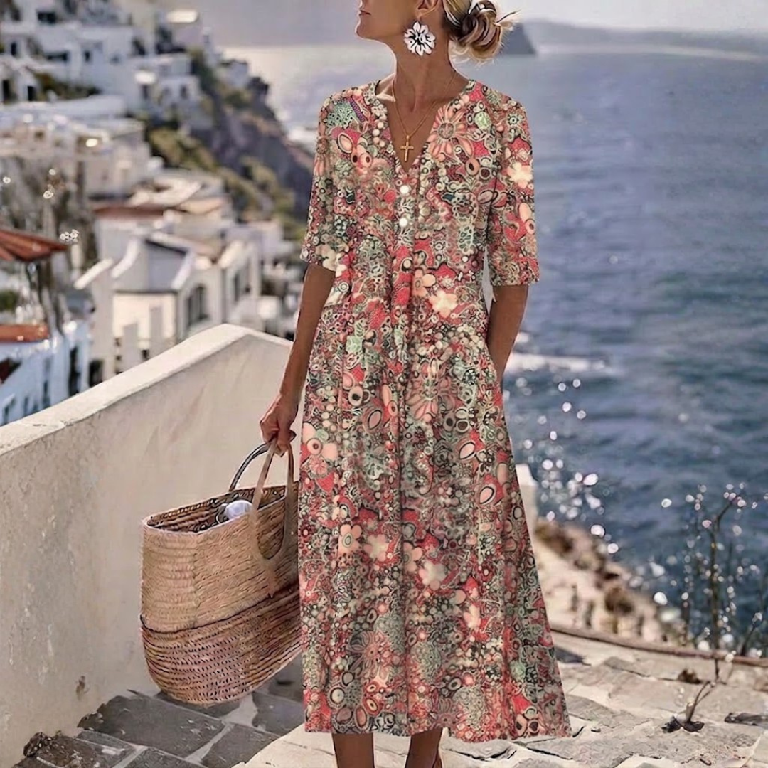 Lavinia | Elegante Abito Estivo Midi che Valorizza la Silhouette