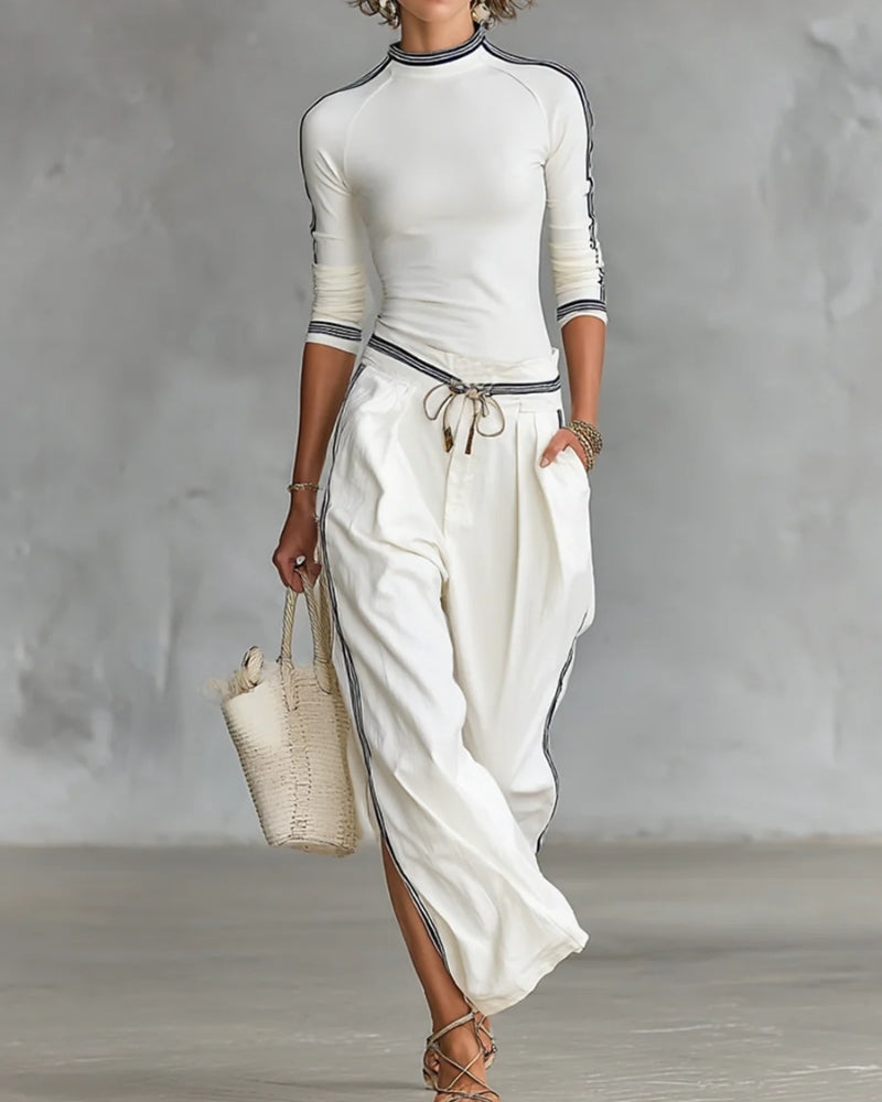 Arianna | Completo Due Pezzi Sportivo con Top a Collo Alto e Pantaloni con Coulisse
