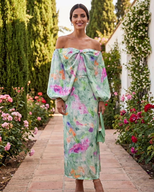 Silvana | Abito Elegante in Tessuto Pregiato