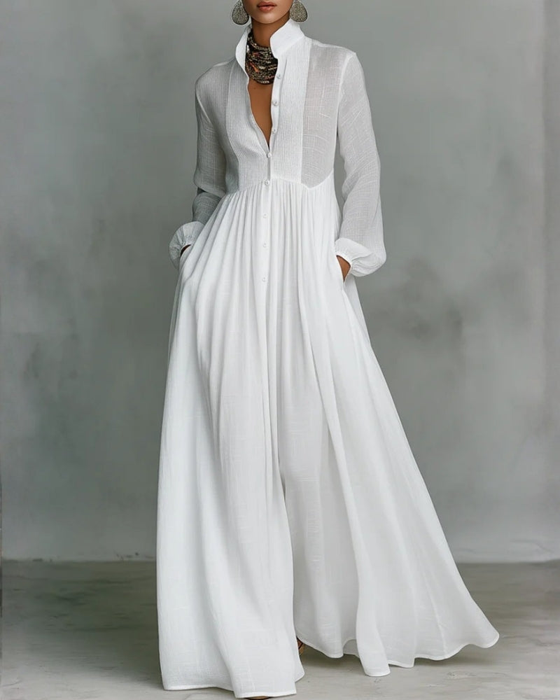 Vittoria | Abito Maxi Floreale con Scollo a V e Cintura
