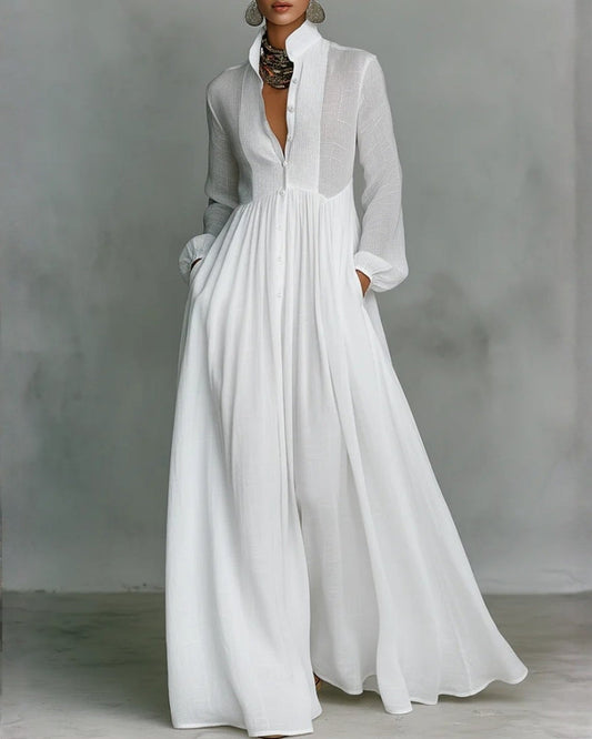 Vittoria | Abito Maxi Floreale con Scollo a V e Cintura