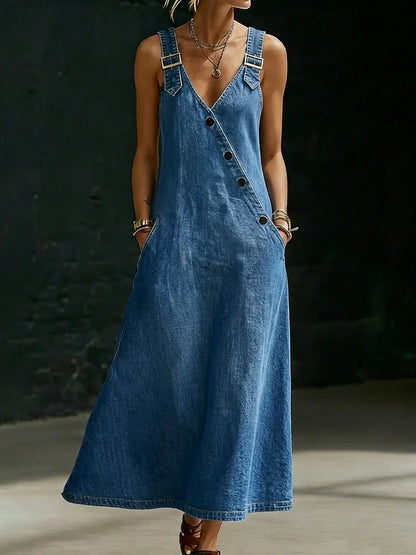 Giada | Abito Lungo in Denim con Bottoni