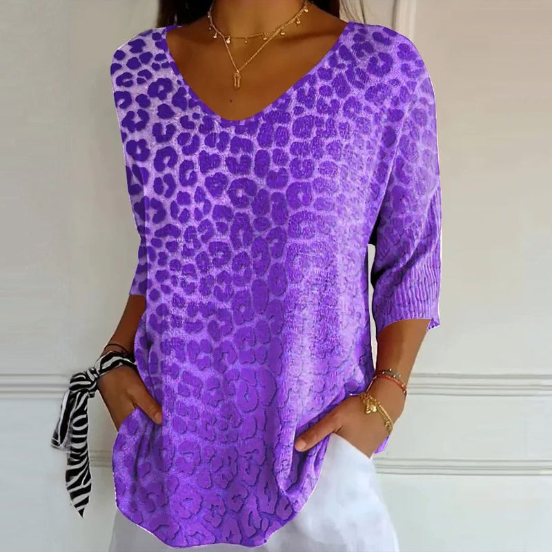 Jessica | T-Shirt Casual Vintage con Scollo a V
