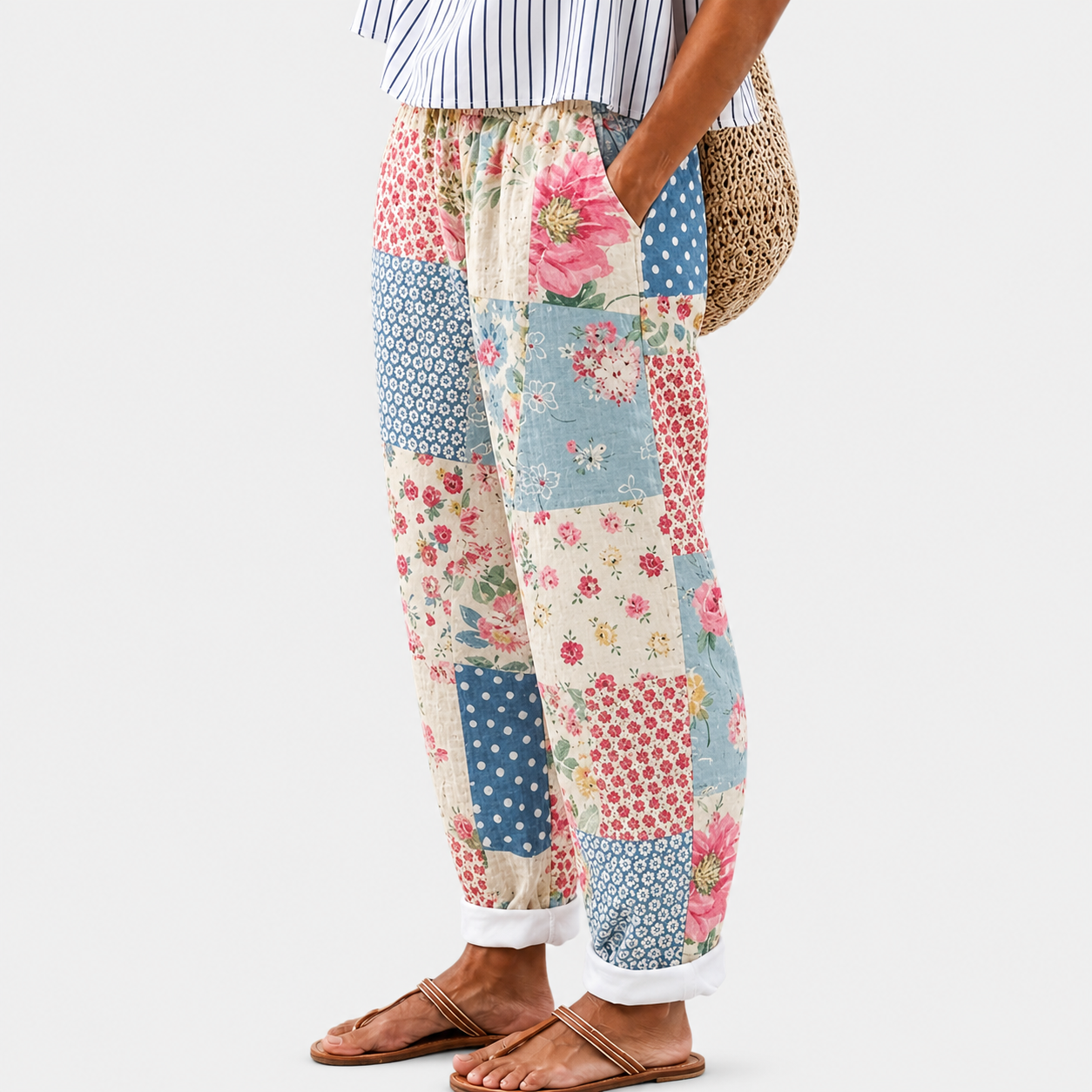 Miranda | Pantaloni Comfort Patchwork Vintage