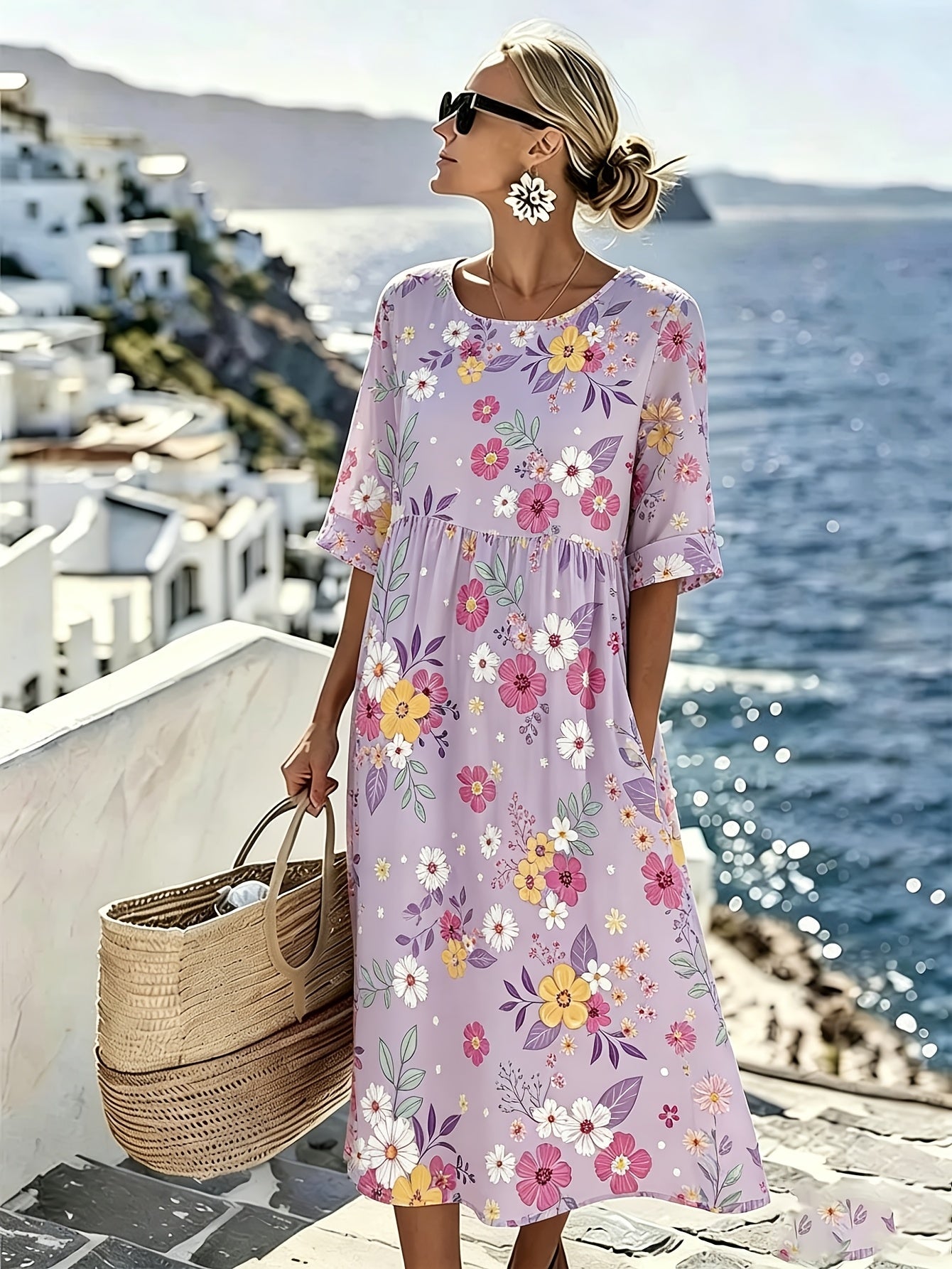 Gaia | Elegante Abito Midi Floreale Estivo