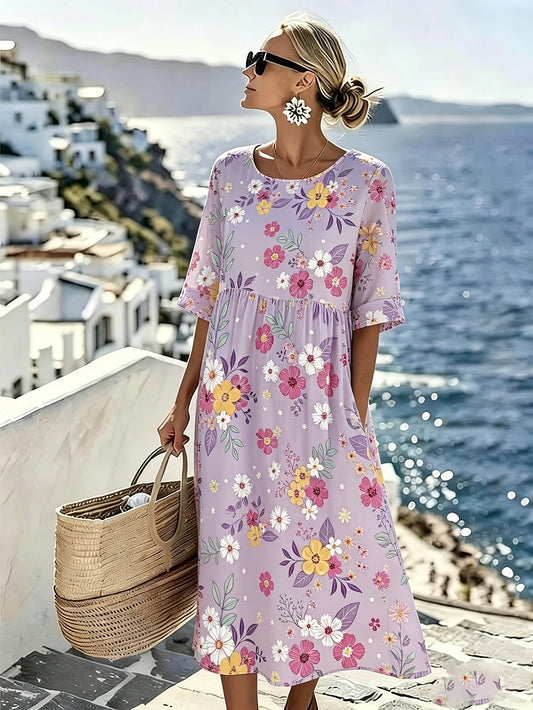 Gaia | Elegante Abito Midi Floreale Estivo