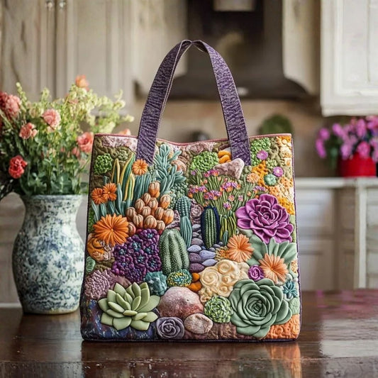 Grazia | Borsa Tote Artigianale Giardino di Piante Grasse