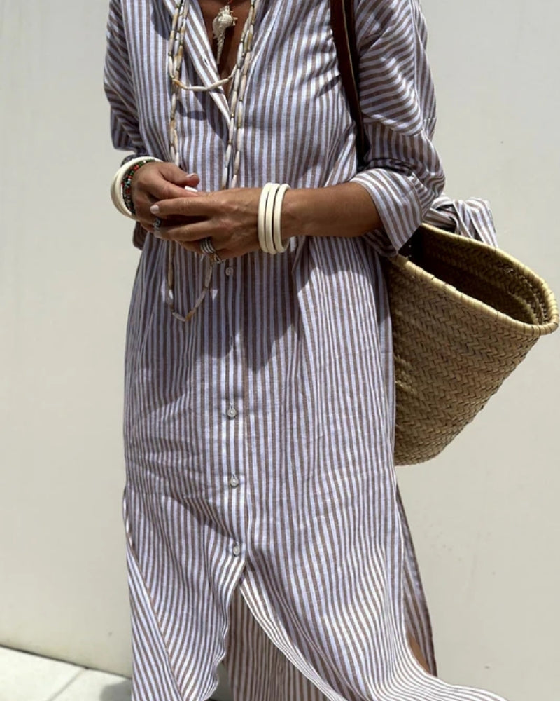 Azzurra | Abito Chemisier Elegante a Righe