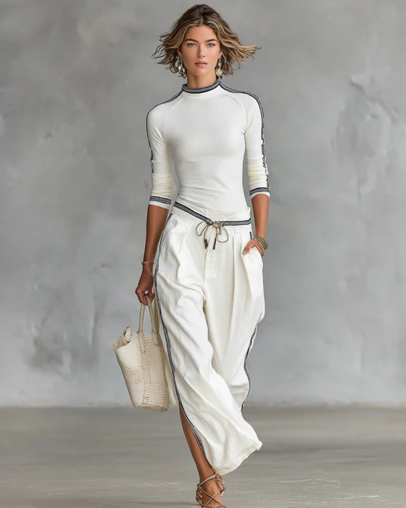 Arianna | Completo Due Pezzi Sportivo con Top a Collo Alto e Pantaloni con Coulisse