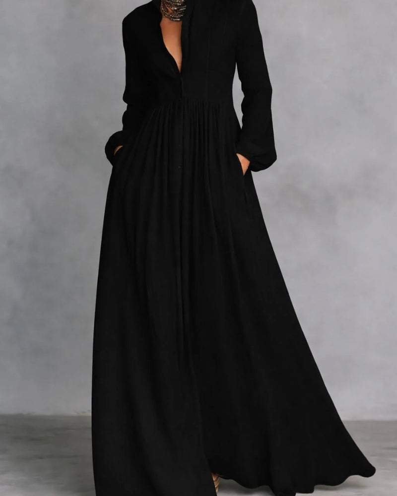 Vittoria | Abito Maxi Floreale con Scollo a V e Cintura