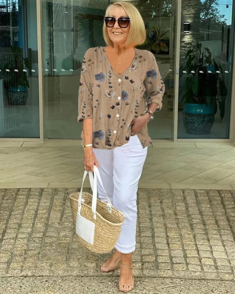 Rebecca | Top Leggero con Motivo Floreale