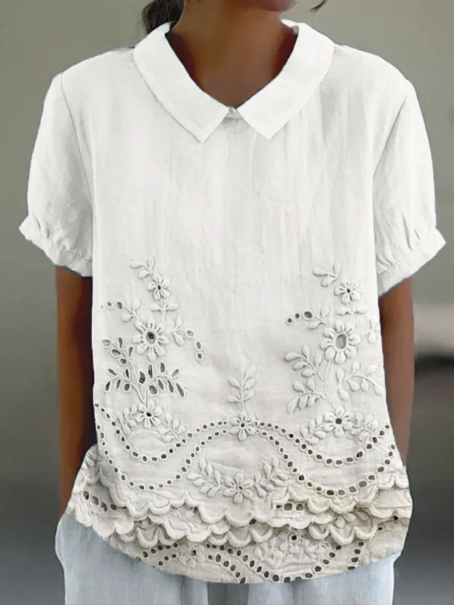 Matilde | Camicia con Motivo Floreale Ricamato