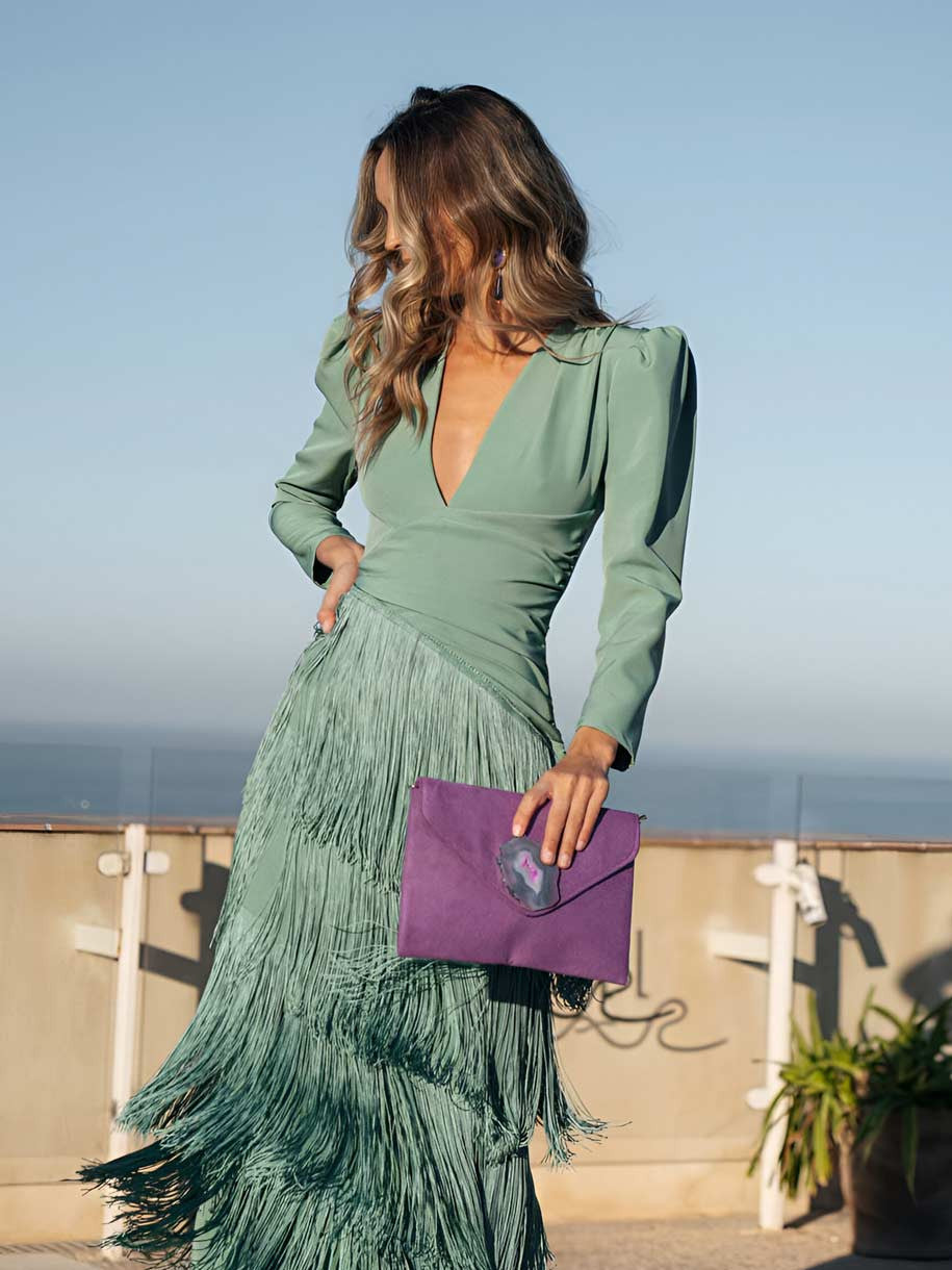 Emanuela | Abito Svasato con Frange Eleganti