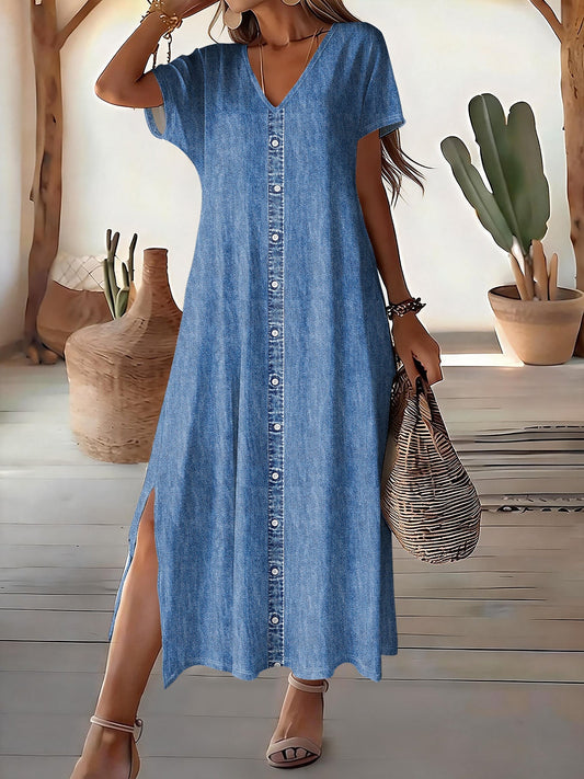 Flavia | Elegante Abito Retrò in Denim