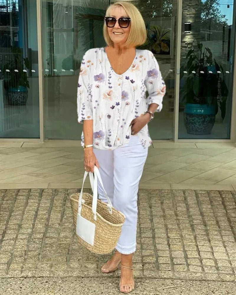 Rebecca | Top Leggero con Motivo Floreale