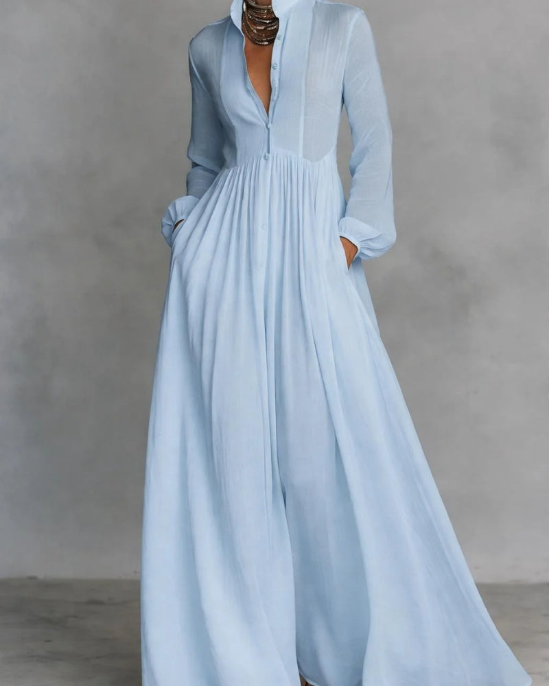 Vittoria | Abito Maxi Floreale con Scollo a V e Cintura